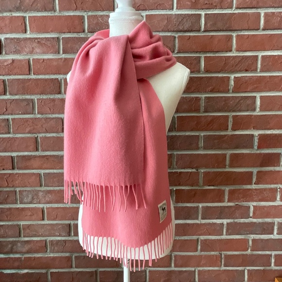 Hilltop Scotland 100% Lambswool Pink Fringed Scarf 12”x74” NWOT Made in Scotland - Picture 1 of 10